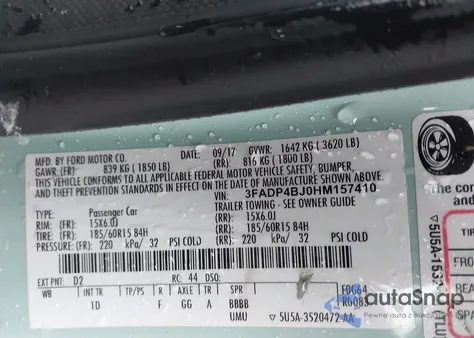 2017 Ford Fiesta Se from USA, damaged, VIN 3FADP4BJ0HM157410